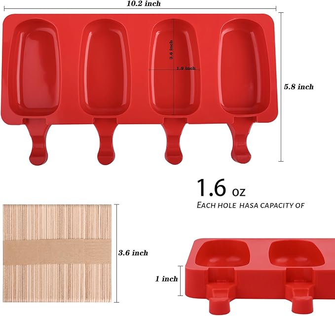 WMKGG Popsicle Silicone Molds Set, 2 PCS Ice Cream Molds