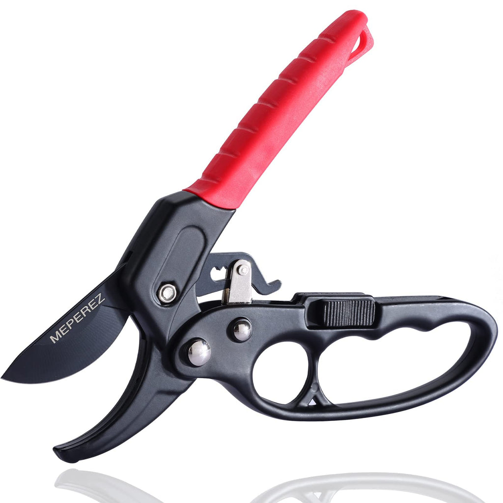 MEPEREZ Premium pruning shears for gardening, Work 3 times easier, Pruners heady duty, Sharp garden clippers cuting florist flower, hedge, herb, rose, Indoor live plants, Arthritis weak hand snips