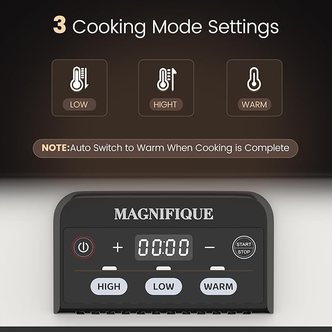 4 Quart Casserole Programmable Slow Cooker with Ceramic Baking Dish - Perfect Kitchen Small Appliance for Family Dinners, Oven Safe and Durable Bakeware for Lasagna, Roasts, White