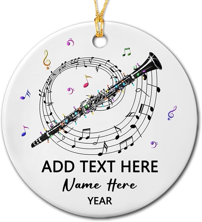 Awesome Clarinet Musical Ceramic Ornament, Custom Text Year Name Clarinetist Xmas Tree Ornaments Gift for Women Men Clarinet Instrument Player, Personalized Clarinets Ceramic Christmas Ornament 2026