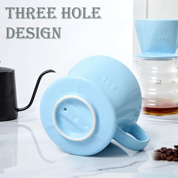 Noarixa Pour Over Coffee Dripper, Ceramic Pour Over Coffee Maker, Blue