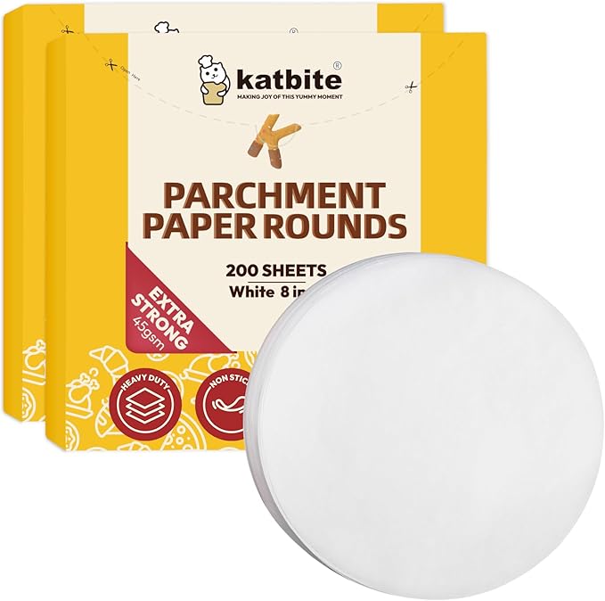 Katbite Unbleached Parchment Paper Rounds, Heavy Duty, White, 8 Inch 400Pcs