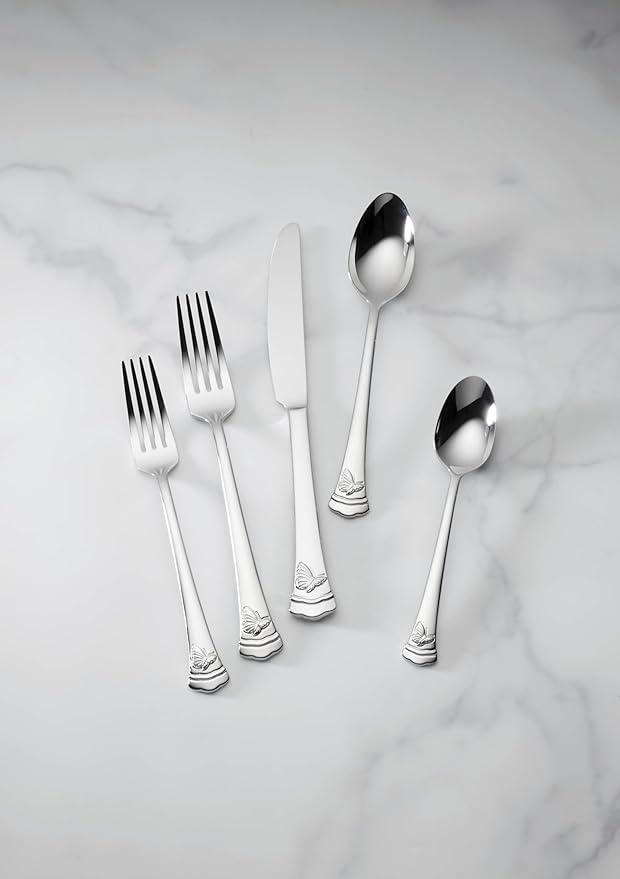 Lenox Butterfly Meadow II 65-Piece Silverware Set for 12, Flatware