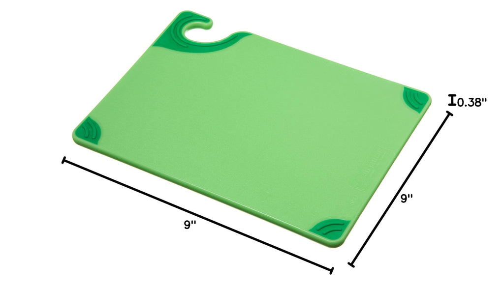 San Jamar Saf-T-Grip Cutting Board With Molded-In Ruler, Plastic Chopping Board for Kitchen, 9" x 12" x 0.35", 6 Count, Green
