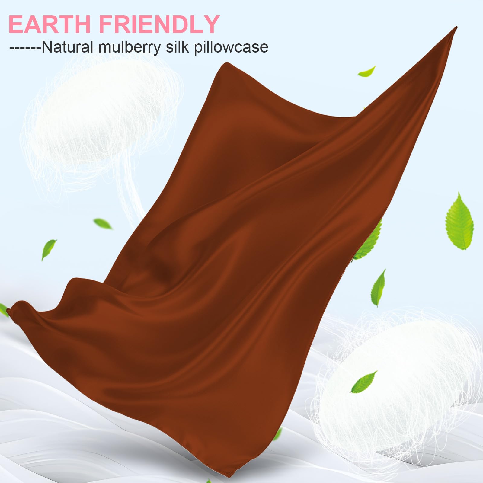 LYSHIN Silk Pillow Cases 2 Pack King Size with Zipper, Orange