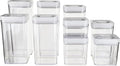 Amazon Basics Airtight Food Storage Containers, BPA Free, Dishwasher Safe, with Twist/Turn Lids, for Kitchen Pantry Organization, 10-Piece Square Set, Clear Plastic