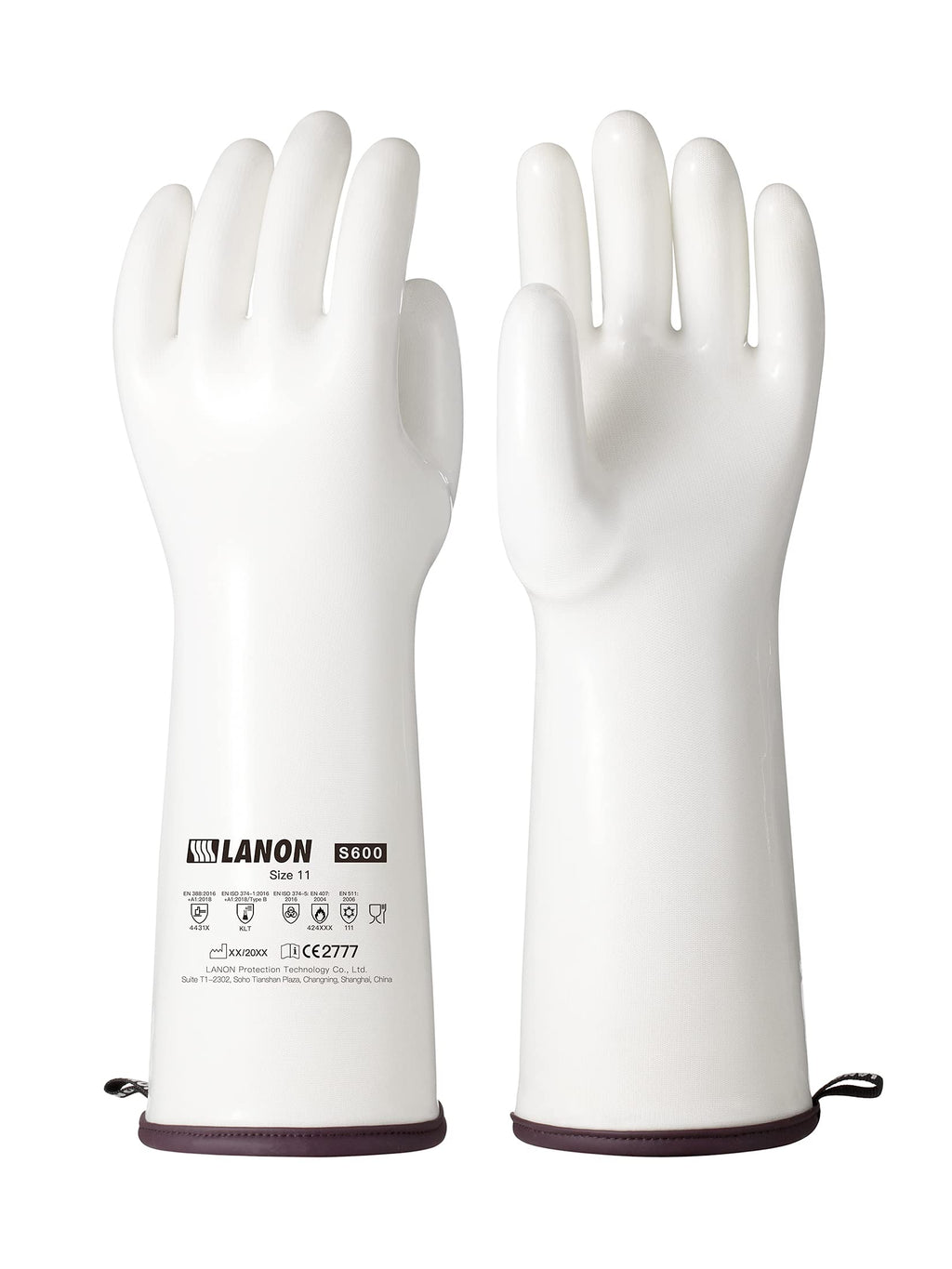 LANON 15" Liquid Silicone Oven Mitt,Heat Resistant,CoralAir Liner,White,XXL