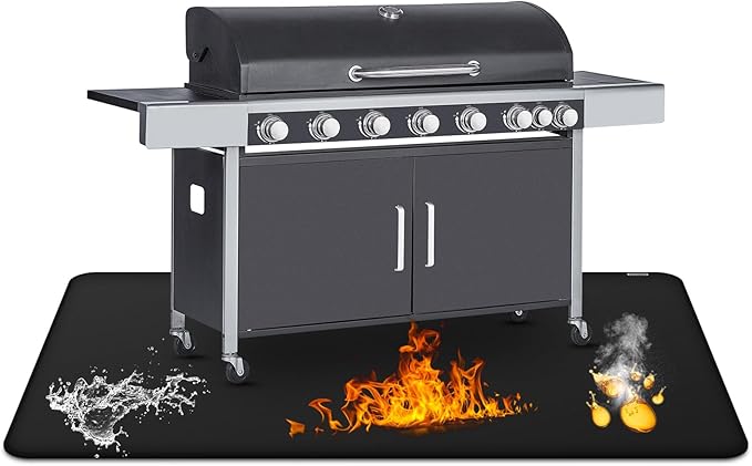FIREWESS 40 x 60inch Under Grill Mat for Outdoor Grill, Double-Sided Fireproof Grill Pad,Perfect for Outdoor Barbecue Spots,Fireproof, Waterproof Grill Floor Pads Fire Pit Mat Fireplace Mat