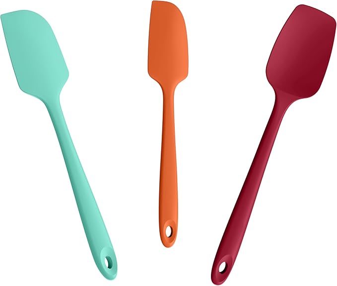 Doosu 600°F Heat Resistant Silicone Spatula Scrapers (Set of 3, Multi-4)