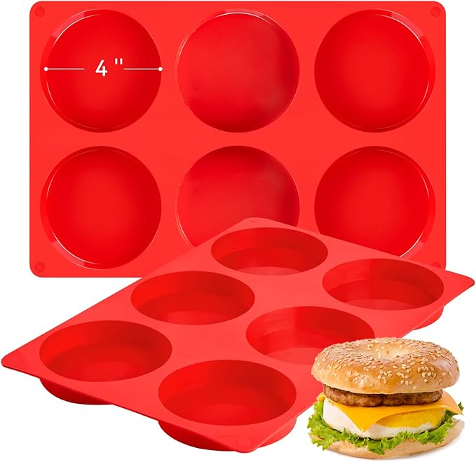 4 Inch Silicone Egg Molds for Breakfast Sandwiches, 2 Pack, 12 Cavities