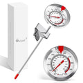 Telead Candy Thermometer Waterproof IP67 - Oil Thermometer for Frying with Clips - 9" Side of Pot Thermometer Deep Fry for Oil Candy Candle BBQ - Silver