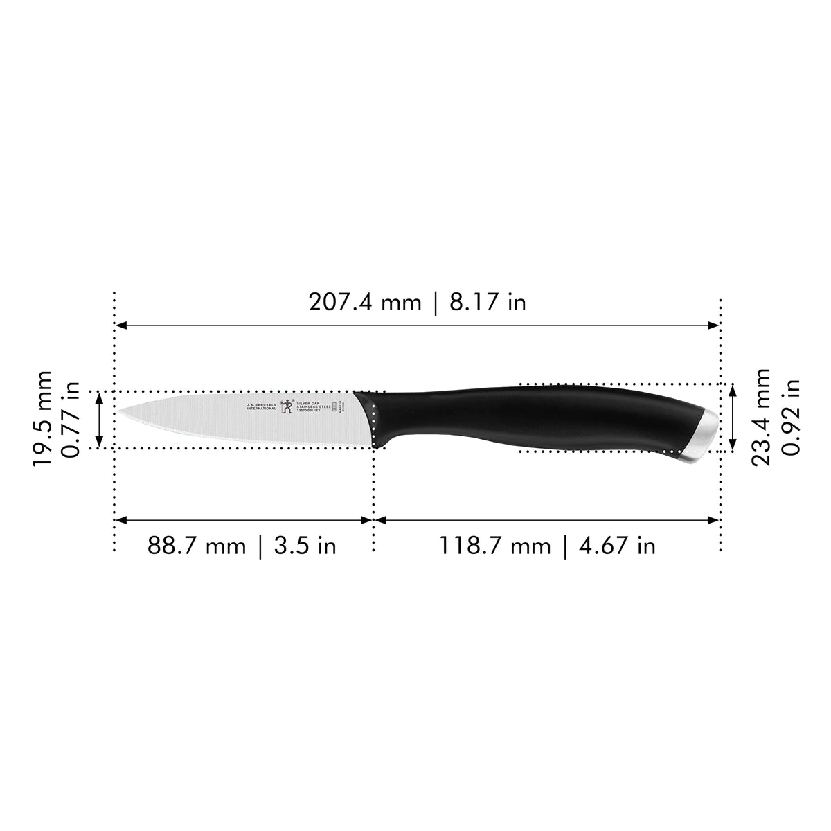 HENCKELS Silvercap Razor-Sharp 3-inch Paring Knife, German Engineered Informed by 100+ Years of Mastery
