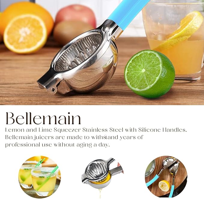 Bellemain Metal Lemon Squeezer, Stainless Steel Citrus Juicer, light blue