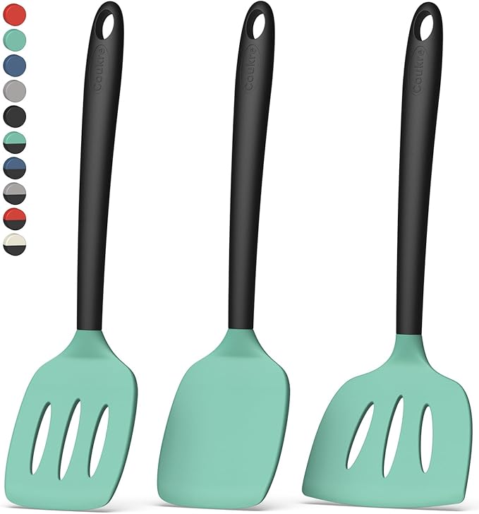Coukre 3 Pack Silicone Spatula Set, Heat Resistant to 500°F, BPA-Free
