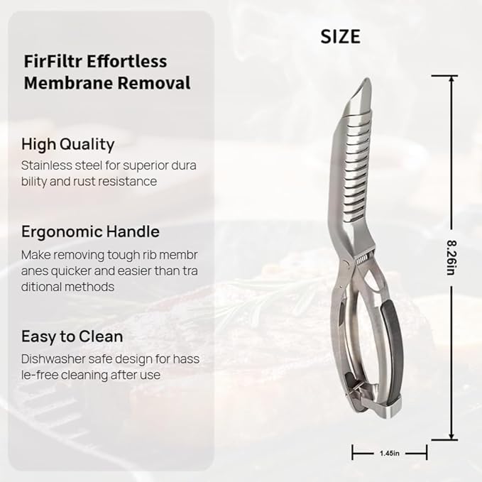 FirFiltr Rib Prep Tool Pro,Stainless Steel Rib Membrane Removal Tool,Professional Boning Tongs Rib Prep Tool for BBQ Enthusiasts,Ergonomic Handle for Easy Membrane Removal(1 PCS)