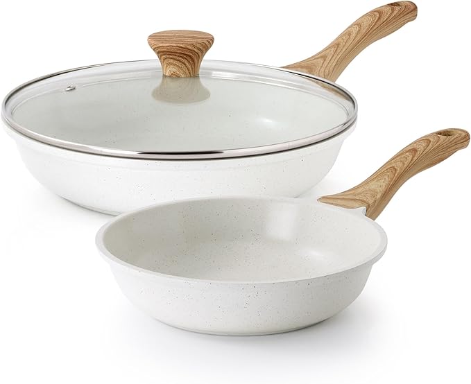 SENSARTE Nonstick Frying Pans, Grey(8 Inch Frying Pan and 3.5QT Saute Pan)