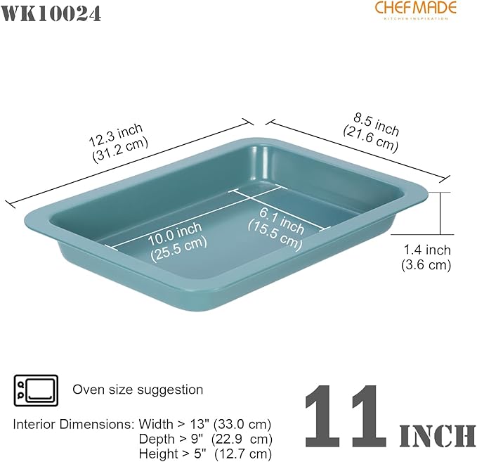 CHEFMADE Baking Pan, 11" Nonstick Lasagna Sheet Pan for Oven (Green)