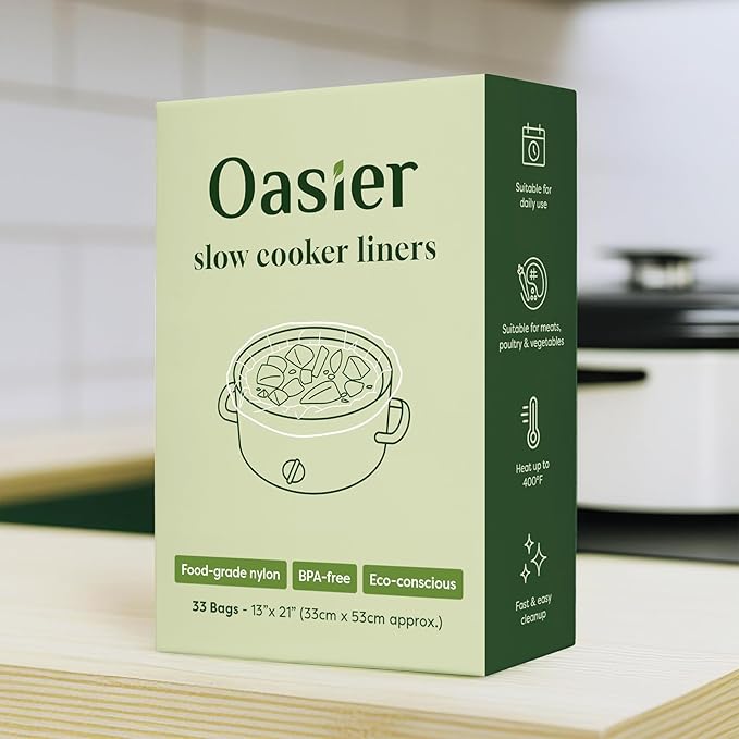 Oasier Slow Cooker Liners, Disposable Oval Large Size 33 Count