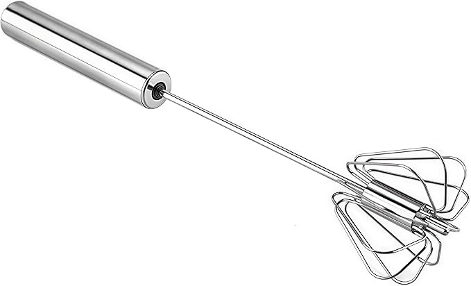 Digead Stainless Steel Egg Whisk, Hand Push Rotary Whisk Blender, Versatile Milk Frother, Hand Push Mixer Stirrer for Blending, Whisking, Beating & Stirring (12in)