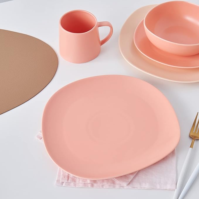 Stone Lain Delilah Dinner Plate 6-Piece Dish Set, Porcelain, Peach