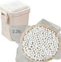 Hommtina 2.2Lb Ceramic Pie Weights Baking Beans Pie Crust Reusable 10mm Weights Natural Ceramic Stoneware with Wheat Straw Container (35 Oz Total) (White)