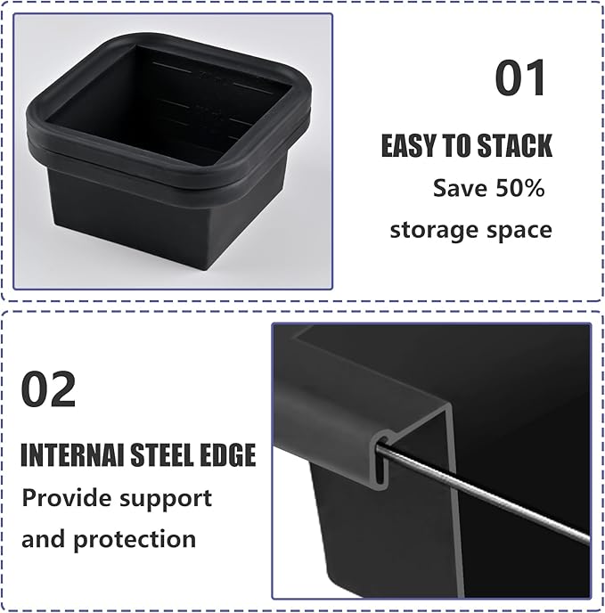 Kinggrand Kitchen 2 Cup Silicone Freezer Trays with Lid 4 Pack Silicone Freezer Molds soup freezer containers Make 4 Perfect Soups, Broths, Stews, Sauces, Curries (Black)