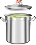 Large Stock Pot 20 Quart - Commercial Grade Soup Pot With Glass Lid - Nickel Free Stainless Steel Cookware - Healthy Polished Stockpots - Heavy Duty Induction Pots