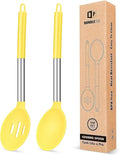 BUNDLEPRO Silicone Cooking Spoons for Non Stick Cookware, 2 Pack, Yellow