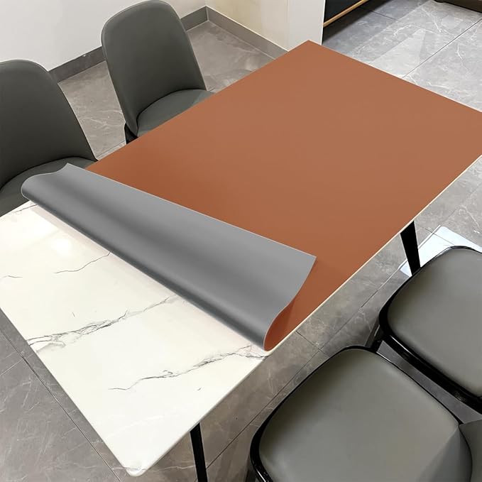 Zinkooat Table Pads for Dining Room Table for Dining Room Table - Can Be Used On Both Sides Waterproof and Easy to Clean Good Flatness Used for Dining Table(Brown+Gray 46x72)
