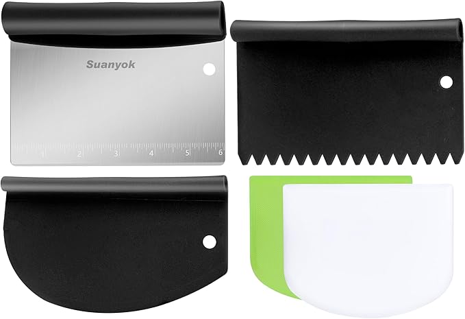 Suanyok Bench Dough Cutter-Flexible Plastic Bowl Scraper Kitchen Tool,Black
