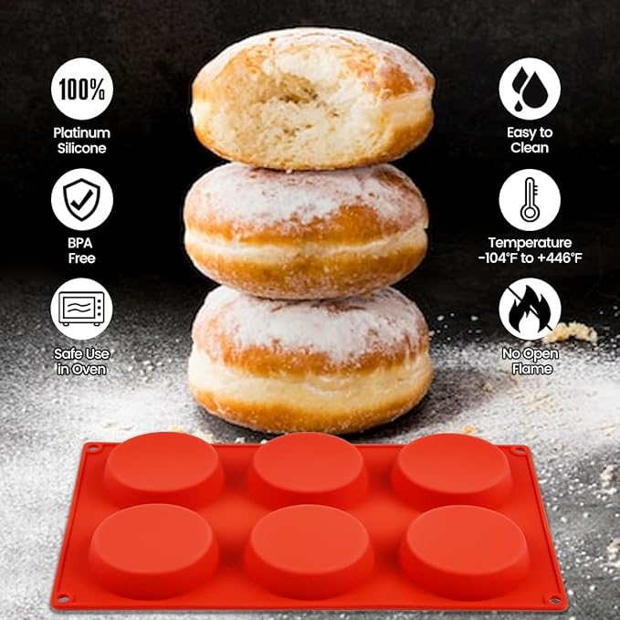CAKETIME Muffin Top Pan, Silicone Egg Molds for Breakfast Sandwiches 3 Inch Round Silicone Baking Molds for Baking English Muffins, Whoopie Pies, Corn Bread, Egg Bites, Cookie, Tarts 3 Pack