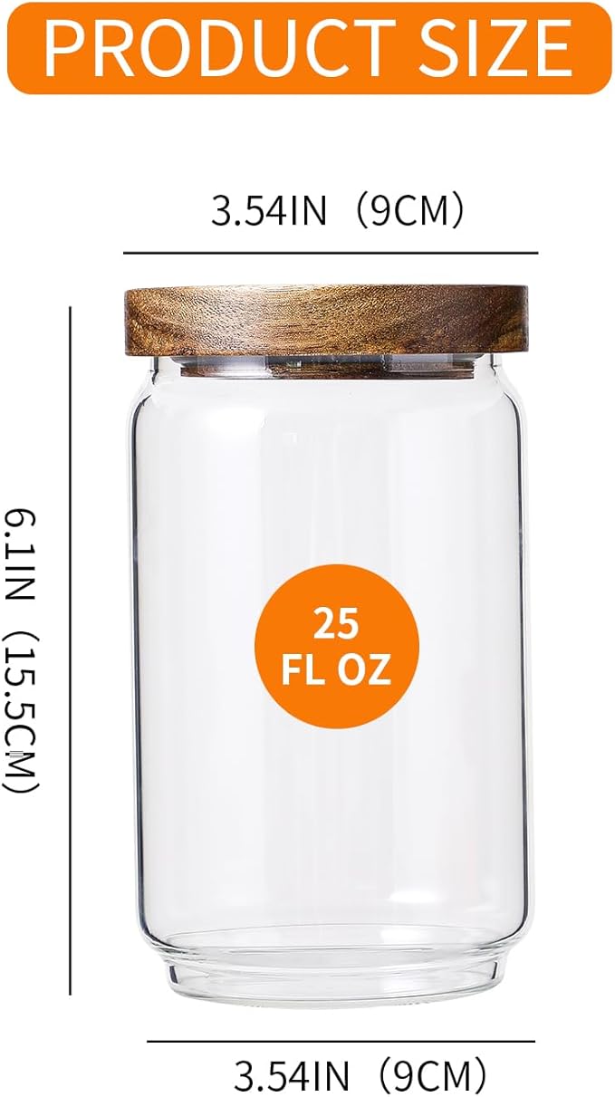 Homtop 25 OZ Glass Jars 6 Pack with 112 Labels