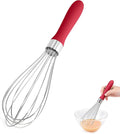 Doosu 18/8 Stainless Steel Balloon Whisk for Cooking (6 Wires, Red)