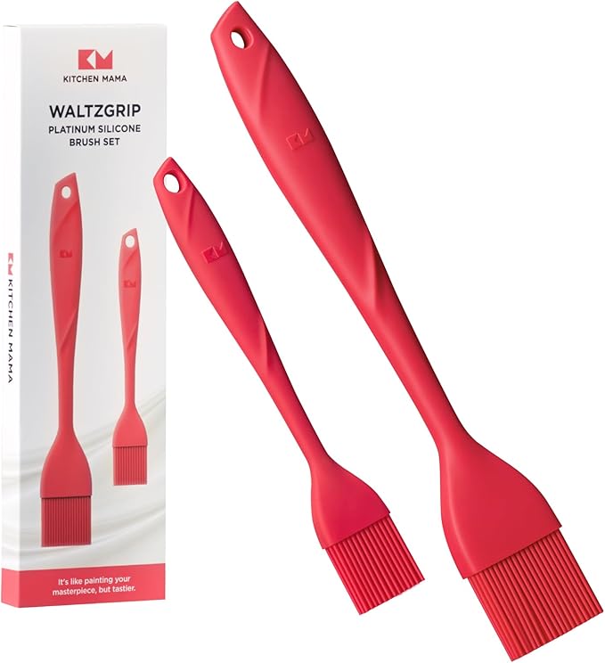 Kitchen Mama WaltzGrip Platinum Silicone Basting Pastry Brush, Red