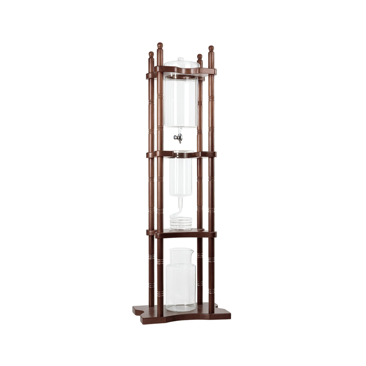 Nispira Cold Brew coffee Maker Ice Coffee Drip Machine with Advanced Slow Drip Technology Borosilicate Glass with Wood Tower, 6-8 Cup, Brown