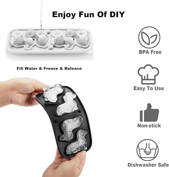 ACOOKEE 3D Dachshund Dog Ice Cube Mold, 4 Hole Fun Shapes Large Dachshund Dog Ice Cube Tray for Whiskey,Cocktail,Bourbon, Cute Novelty Dachshund Gifts for Women, BPA Free