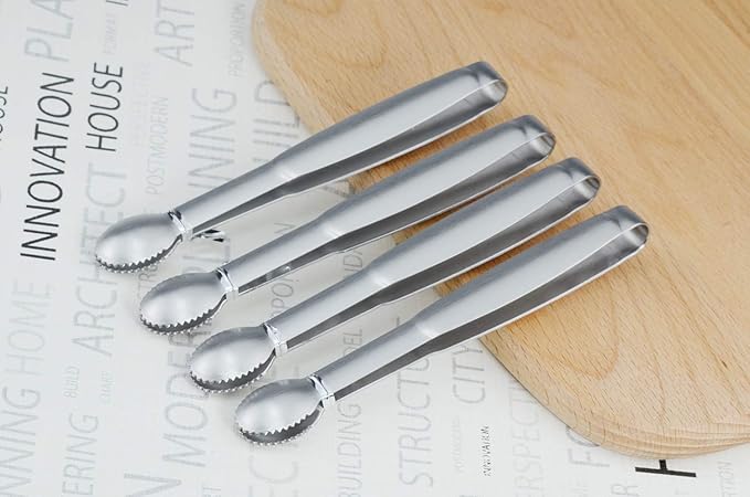 HINMAY Mini Tongs 5-3/4 Inch Stainless Steel Small Serving Tongs, Set of 4