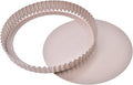 Bakeley 10-Inch Round Tart Pan with Loose Removable Bottom, Non-Stick Carbon Steel Quiche Pan for Oven Baking (Champagne Gold)