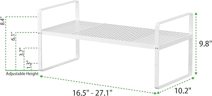 SOFRON Expandable Storage Shelf, Stackable Organizer Rack, White Large 2 PK