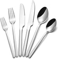 KINGSTONE 48-Piece Silverware Set with Steak Knives, Flatware Set for 8, 18/10 Stainless Steel Tableware Cutlery Set for Home Restaurant, Mirror Finish,Modern Design