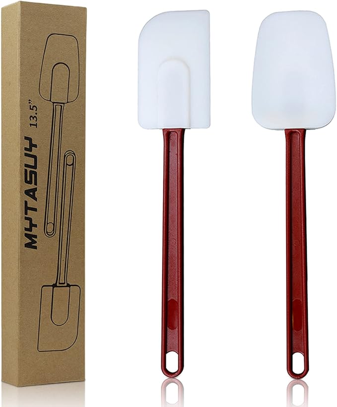 MYTASUY 14 INCH Silicone Spatulas Heat Resistant Heavy Duty Rubber Spatulas Commercial Spatulas Set for Kitchen Use Silicone Cooking Utensils Sets of 2