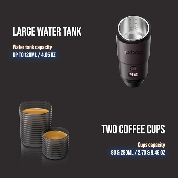 WACACO Coffee Machine Electric & Portable, With 4 Coffee Types & Fast Heat-Up, 9000mAh Battery Up to 5 Cups, 20 Bar Portable Espresso Maker For Ground Coffee & NS Capsule (Dark Burgundy)