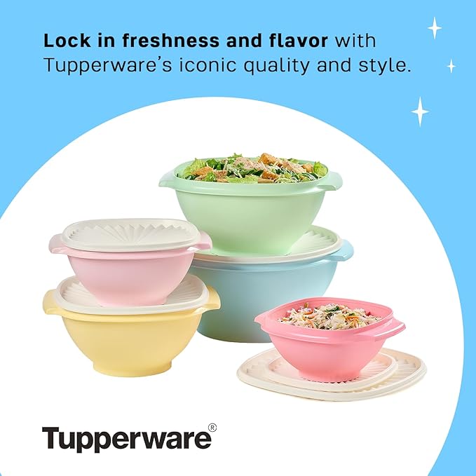 Tupperware Heritage 10-Piece Vintage Food Storage Set (5 Bowls + 5 Lids)