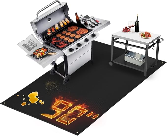 TOHONFOO Large Grill Mats for Outdoor Grill Deck Protector 90 x 48 x 0.04in