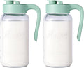 Spreccio Mason Jar Pitcher, 2 pcs 64 oz (2 quart), Glass Pitcher with Lid