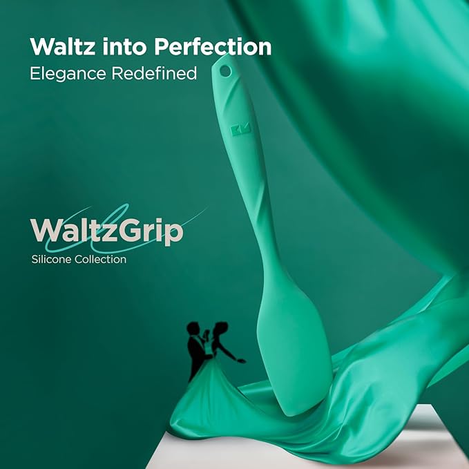 Kitchen Mama WaltzGrip Platinum Silicone Scraping Spatula, Teal