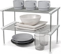 carrotez Set of 2 Stackable Cabinet Organizer Shelf 15.7 x 7.8 x 6.1 White