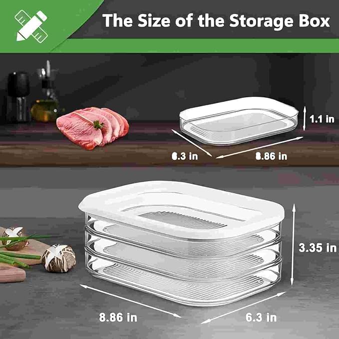 NEEJUM Deli Meat Container for Fridge, Stackable Lunch Meat Container for Refrigerator, Transparent Deli Meats Containers with Lid for Cold Cuts,Salami, Meal Prep Containers, BPA Free, 3pcs