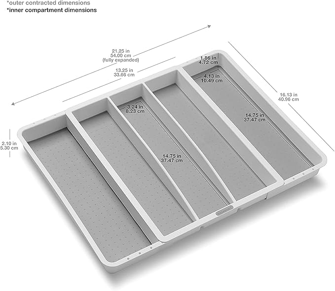 madesmart Classic Expandable Compartment Utensil Tray, White