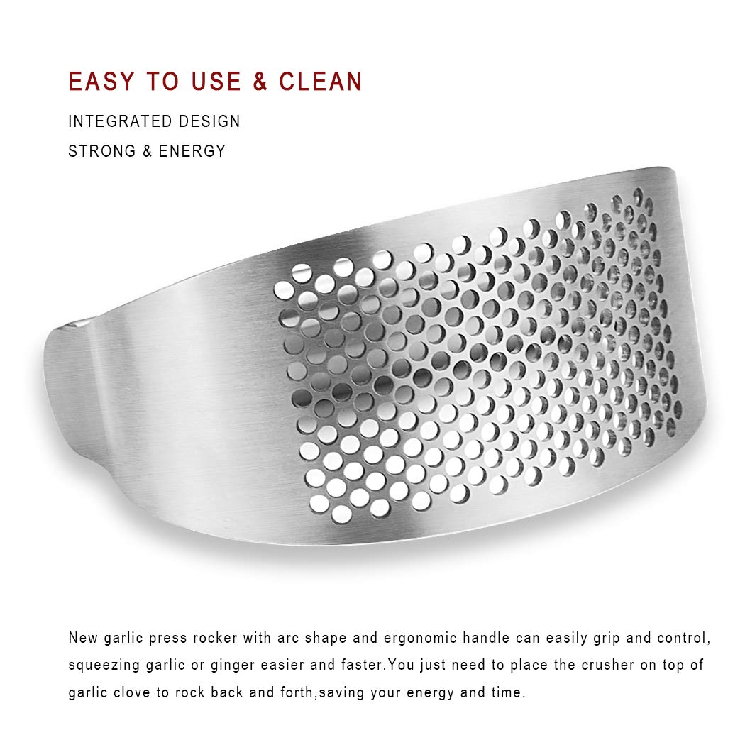 AmDONGKING Stainless Steel Garlic Press Rocker, with Bottle Opener